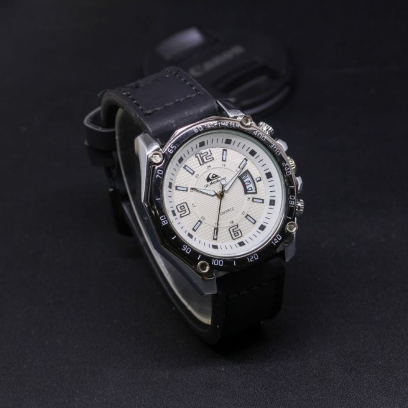 (COD) JAM TANGAN PRIA QUIKSILVER ANALOG TALI KULIT TANGGAL AKTIF