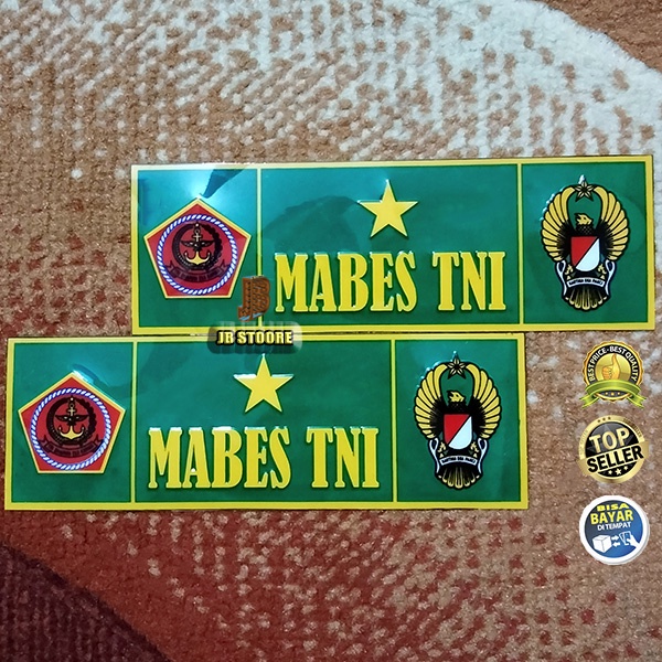 Stiker Mabes TNI AD Hijau Panjang Timbul Sepasang / Stiker Plat Mabes Tni Ad 2 pcs / Stiker Plat Mob