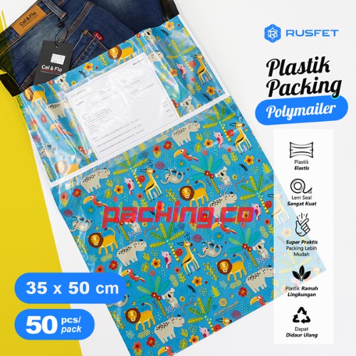 

5 PCS (35CM x 50CM) AMPLOP PLASTIK POLYMAILER MOTIF FOREST ZOO - RUSFET, KUALITAS PREMIUM