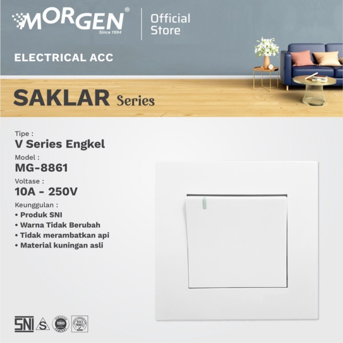 Morgen V series Saklar 1 Gang MG 8861 Premium SNI Bestprice