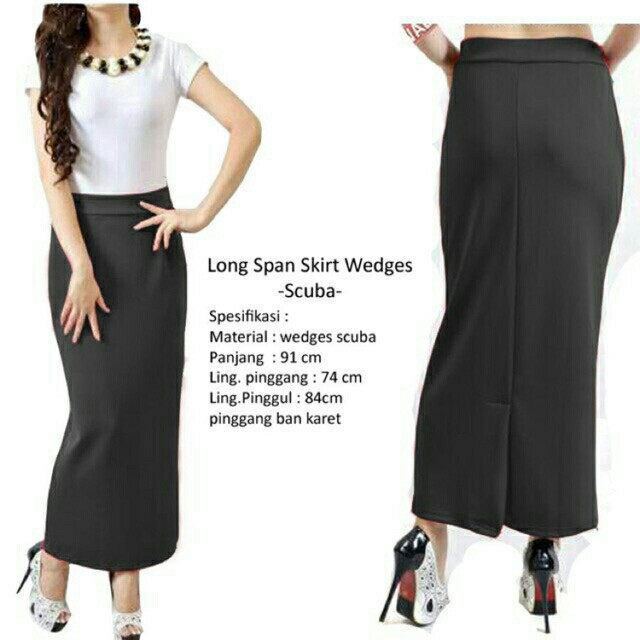 ROK SPAN SCUBA / ROK SPAN MAXI PANJANG/ LONG SPAN SKIRT SCUBA / ROK KERJA