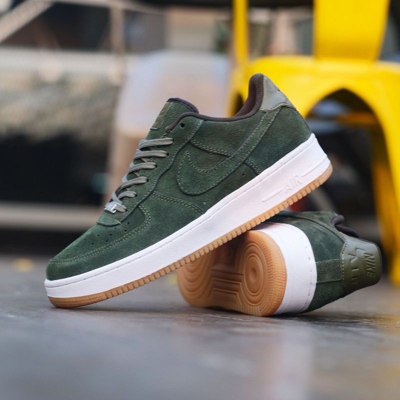 Nk Air Force 1 Low Olive Green Sol Gum Premium Quality Sneakers Pria