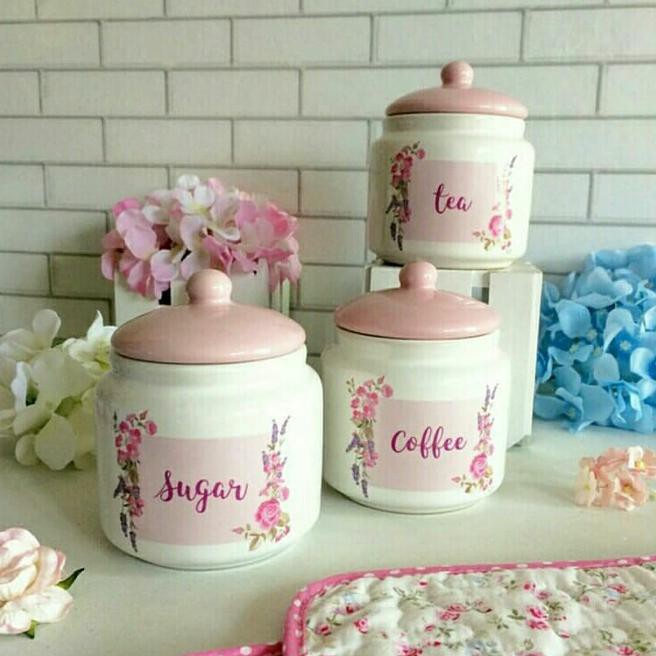 5Daa Tempat Bumbu / Sugar Set / Keramik Shabby / Canister Set / Tempat Gula 2Dah