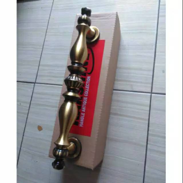 Handle Pintu / Gagang Pintu Rumah Pagar Kuningan Antik Murah Motif Bimo 37cm