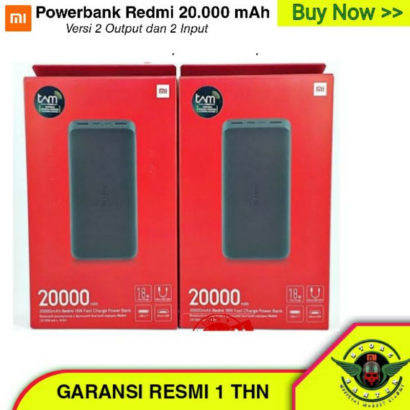 Pb xiaomi redmi 20000 mah original - powerbank xiaomi 20.000 mah real capasity Power bank Mi Asli