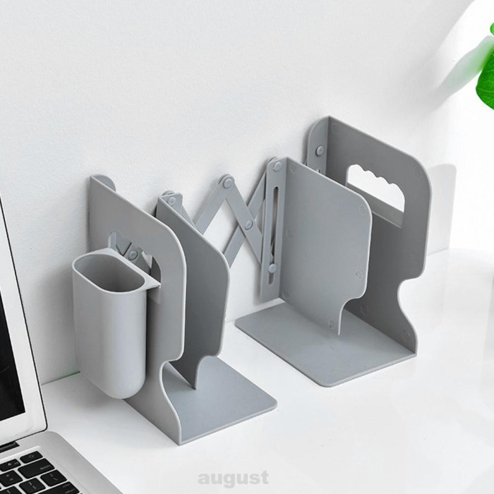 

READY Sandaran Buku Book End Stand Tempat Kotak Pensil Book Desktop Pembatas - Abu-abu TERLARIS