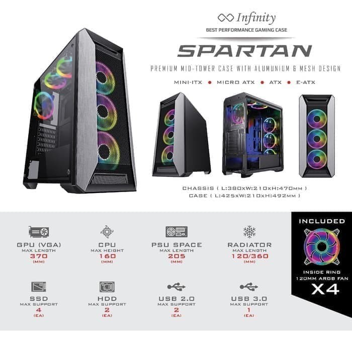 INFINITY SPARTAN - INCLUDE 3 FAN RGB
