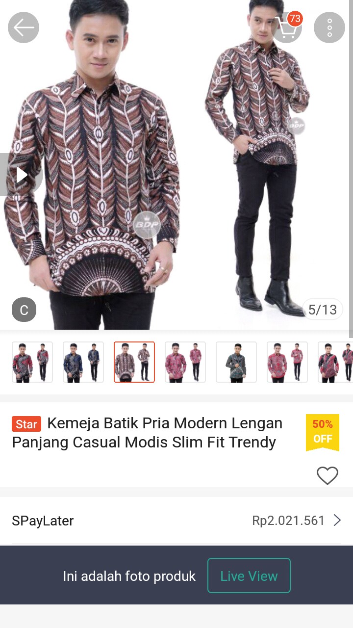 Kemeja Batik Pria Modern Lengan Panjang Casual Modis Slim Fit Trendy Masa Kini Ol 162