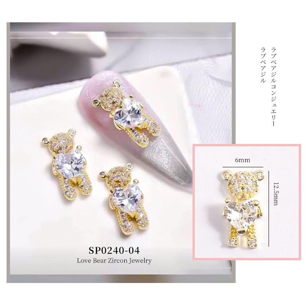 AUGUSTINA Agustin 3D Nail Art Rhinestones Super Flash Ikatan Simpul Berlian Beruang Manicure Aksesoris