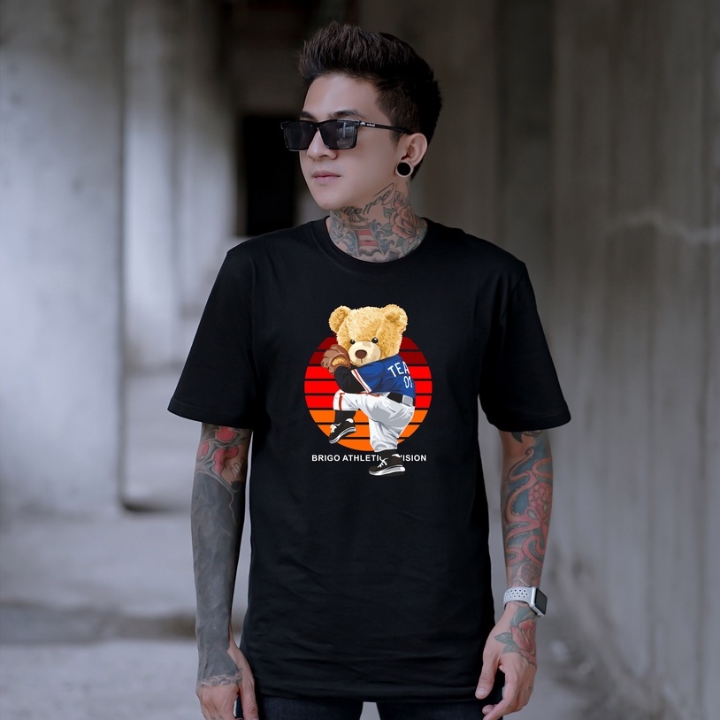 BRIGO Kaos Lengan Pendek Bear Athletic || Kaos Katun Combed M-XL || Kaos Distro BRIGO Beruang Athletic