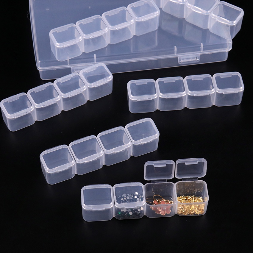 28 Grids Compartments Storage Box /Empty Plastic Clear Pillbox Nail Art Rhinestone Container/Multi-seperated Jewelry Beads Display Storage Case/Jewelry Organizer Manicure Tool