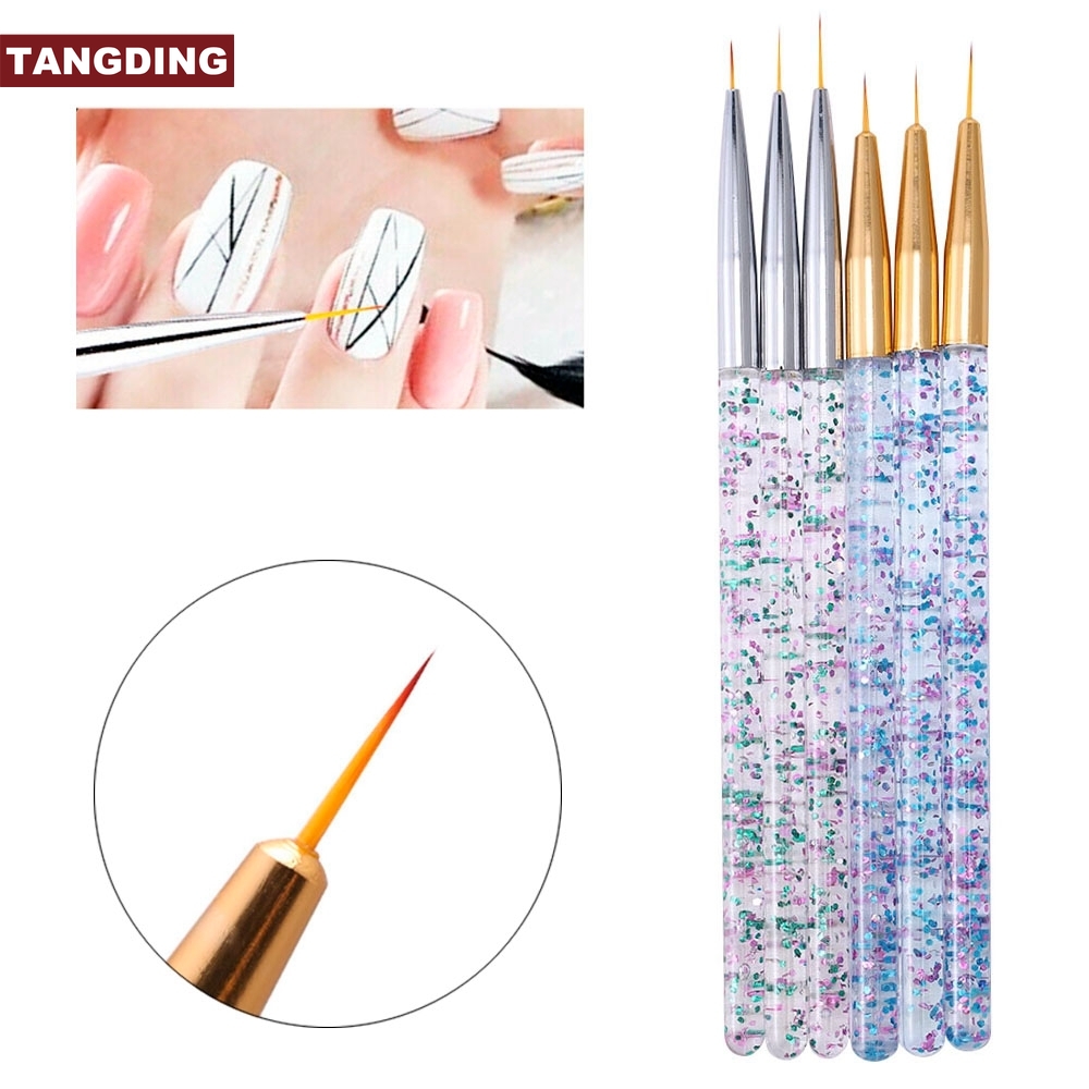 3 Pcs Pen Brush Nail Art Ultra Tipis Ukuran 7 / 9 / 11 / 16mm Untuk Manicure