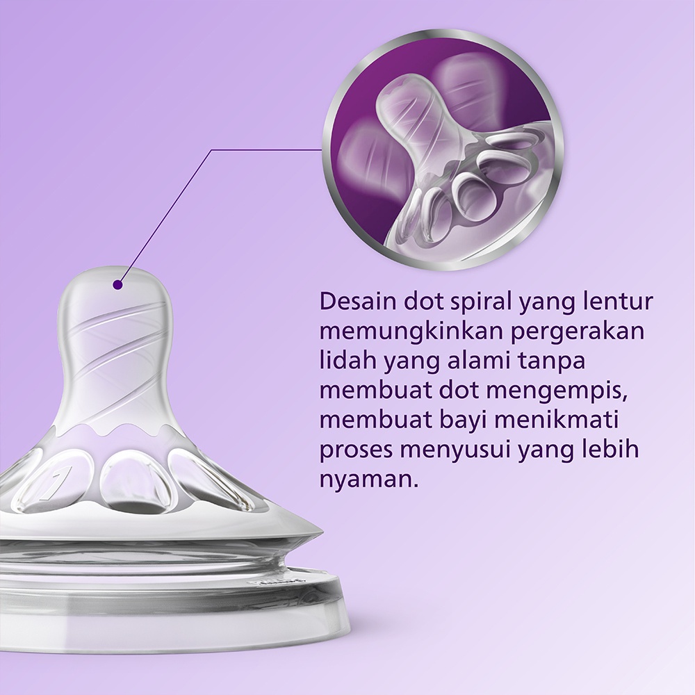 Nipple Dot Botol Susu Bayi Philips Avent Teat Natural Medium Flow 3mplus 3+ Scf653/23 Putih