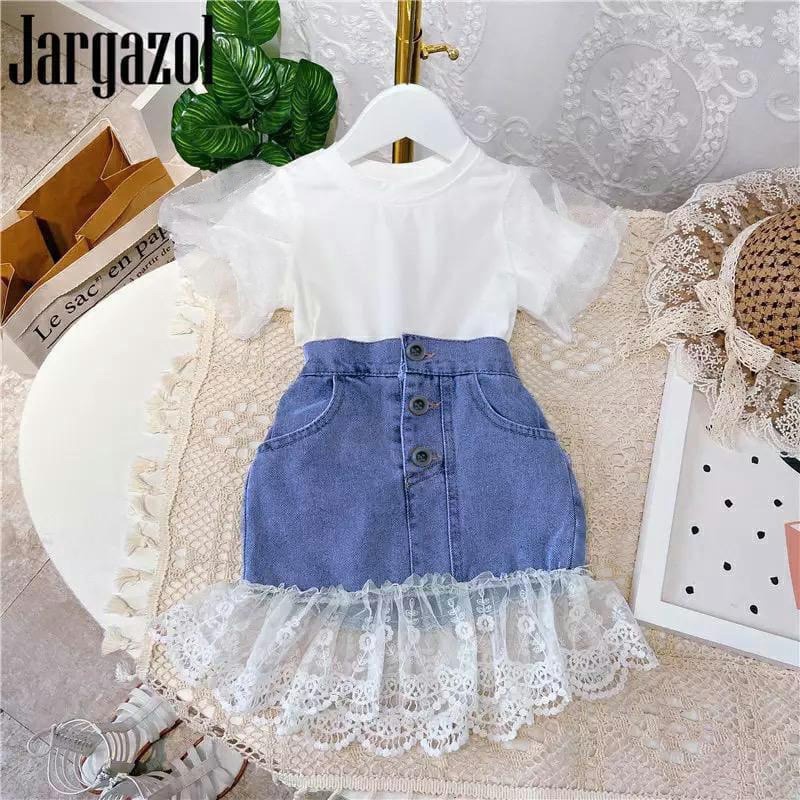 QFS SETELAN ANAK KOREA PRS 584  COMBI LACE/TERBARU/UMUR 5-8 TAHUN/KOREA/BANGKOK