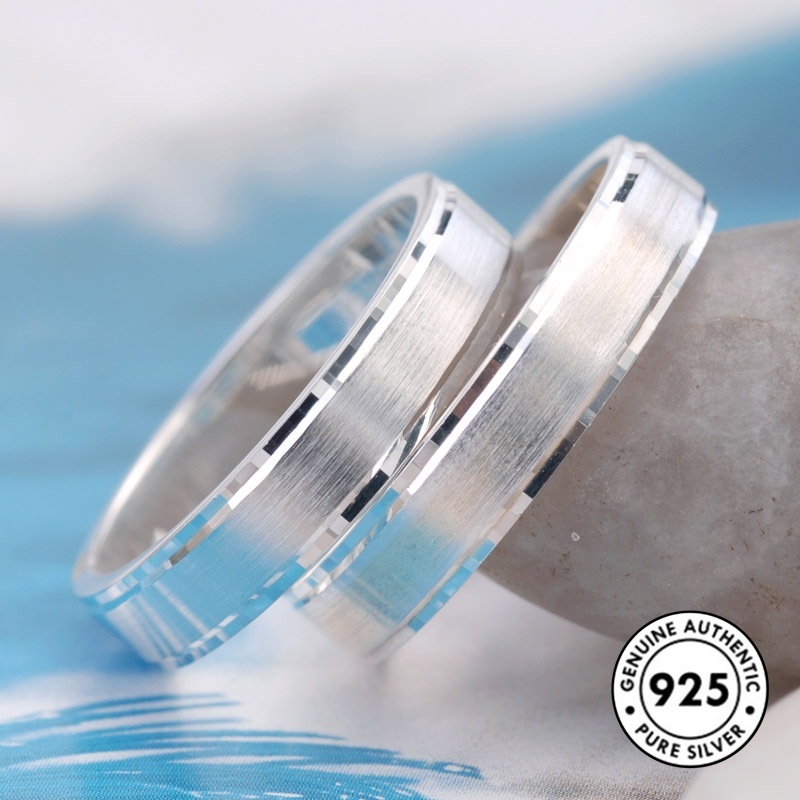 Cincin Pasangan Bahan S925 Silver Gaya Simple