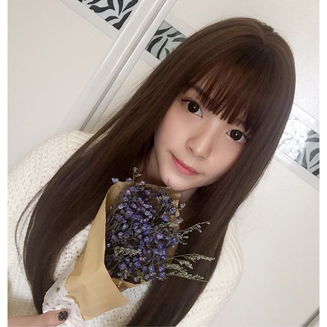 Wig Rambut Panjang Lurus Full Lace / Rambut Palsu Perempuan Dewasa Hair Extension Long Straight Poni Depan C5 F697