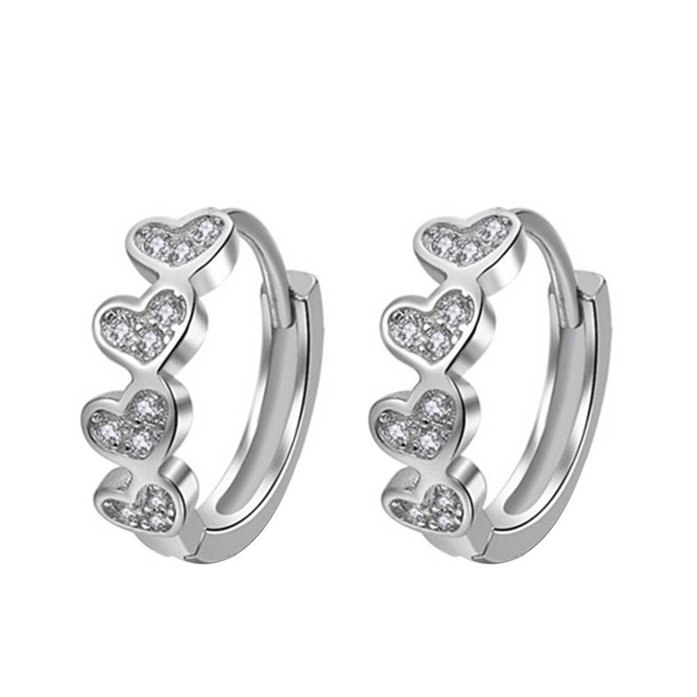 Hu Hu Hu Hu Hu Alat Bantu Pasang Kacamata♡ Anting Bentuk Hati Bahan Cubic Zirconia Untuk Wanita