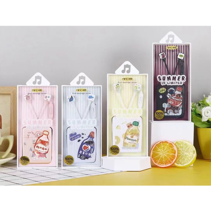 [MI-738] Set Earphone Kotak Koper Motif BOTOL Minuman Musim Panas / Wadah Penyimpanan Kabel Earphone Gambar Botol Drinks SUMMER IS LIMITED