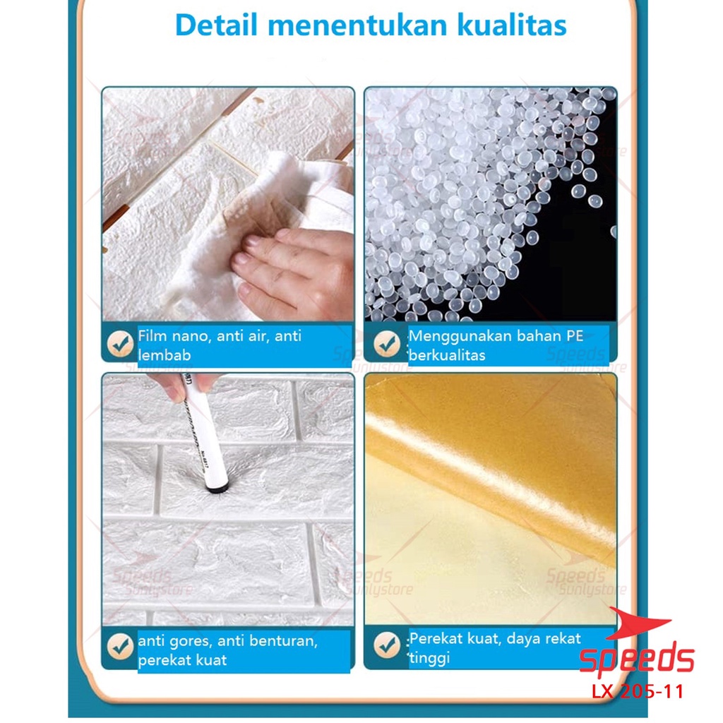 SPEEDS Wallpaper Dinding 3D Roll Wallpaper Batu Bata Foam Wall Sticker 205-11-3