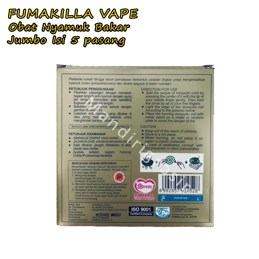 OBAT NYAMUK BAKAR * FUMAKILLA VAPE * 10 JAM