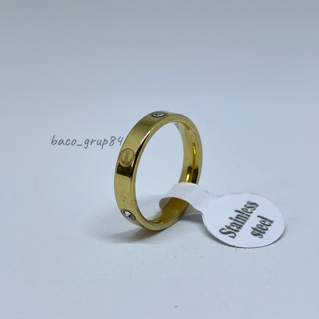 Cincin Titanium gold Mata berlian C15 Awet lama Tidak Karatan Cincin Tunangan Cincin Kawin