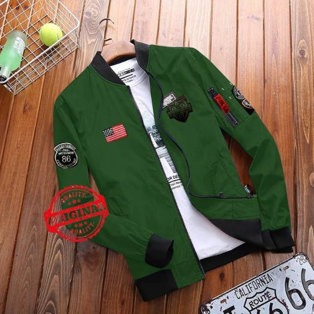 TOTOTAshop.Jaket Bomber pria DIVISION,bahan parasut tebal,variasi LOGO 5 Titik.real pict