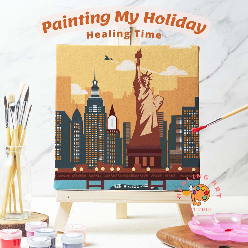 

Painting by number canvas 20x20 Lukisan Travel World New York City Hampers Painting Art set Japan Kado Wisuda Healingart Peralatan melukis anak gambar Korea
