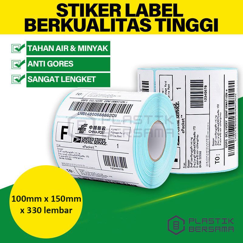 

LABEL STICKER THERMAL 100 X 150 BARCODE 100X150 UKURAN A6 ANTI AIR WATERPROOF
