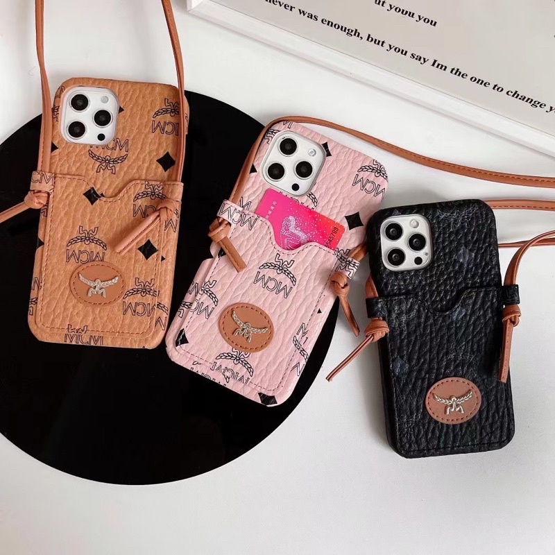 MCM lanyard leather sling card case Iphone 7 8 plus X Xs Xr XsMAX 11 11Pro 11 12Pro 12ProMax pro Max