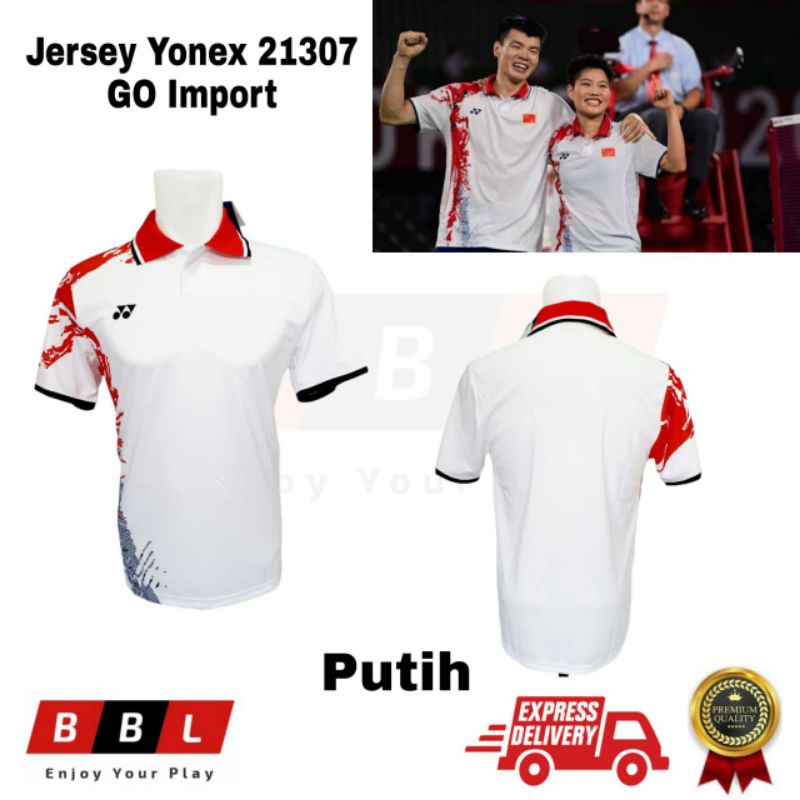 Kaos badminton 21307 Putih Grade Ori Import Kaos bulutangkis Yonex Import baju badminton murah kaos 