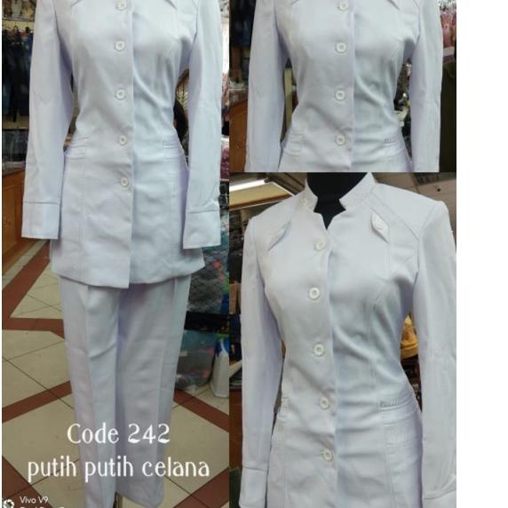 10.10✔️Blazer Wanita Putih Set Set Rok Span Baju Seragam Dinas Wanita Putih Setelan Celana Seragam P