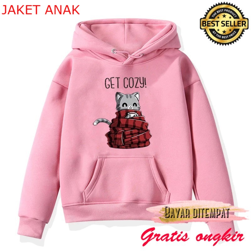 Sweater Anak Cat Cozy Hoodie Anak Fleece Pakaian Anak Unisex s cod korea anime sd kecil lucu jaket