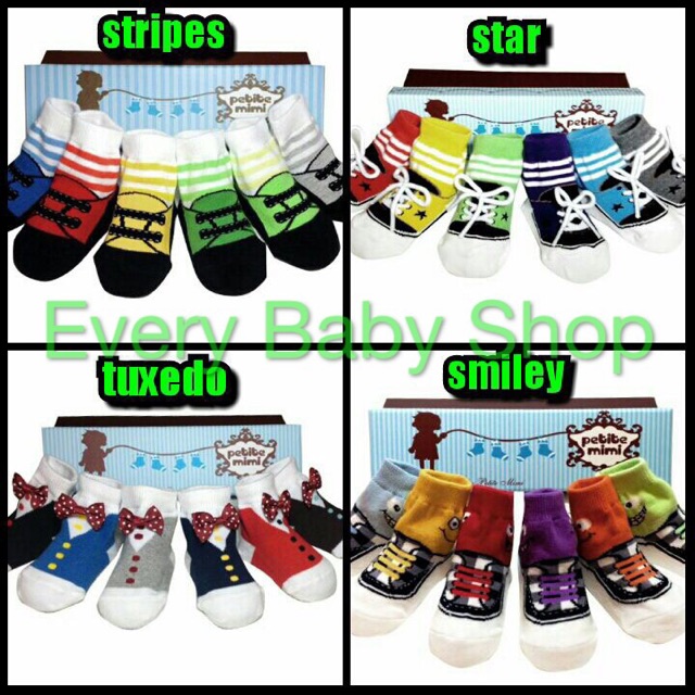 Kaos Kaki Petite Mimi untuk Bayi / Anak - Baby Boy / Cowok + BOX - Socks model Sepatu Lucu NEW!