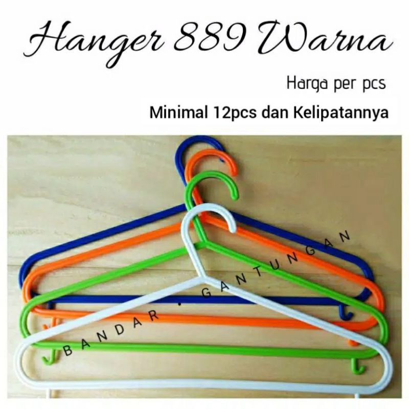 Gantungan Baju Dewasa Warna Gantungan Plastik Murah Hanger Lundry 889 Plastik(BH)