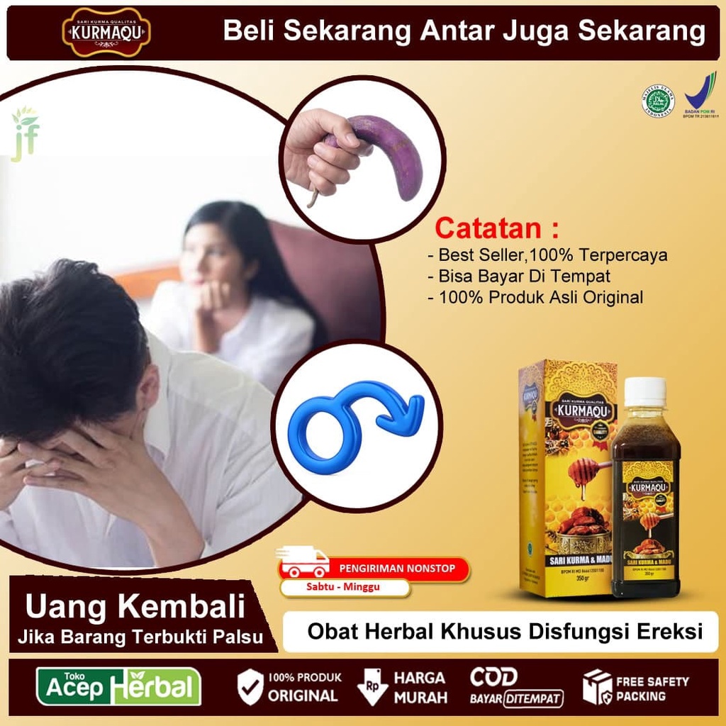 Obat Herbal Disfungsi Ereksi, Lemah Syahwat, Impotensi, Ejakulasi Dini, Tidak Tahan Lama, Penambah Gairah, Cepet Keluar, Stamina Pria, Hormon, Gangguan Rangsangan, Tekanan Darah Tinggi, Merokok, Depresi, Stres - KURMAQU Madu Sari Kurma 100% ORIGINAL