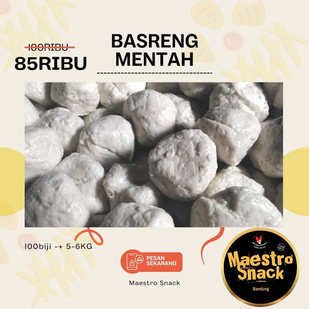 

TERLARIS BASRENG MENTAH 1 BALL 100biji Baso Bakso Aci Bandung Asli Ikan Tengiri