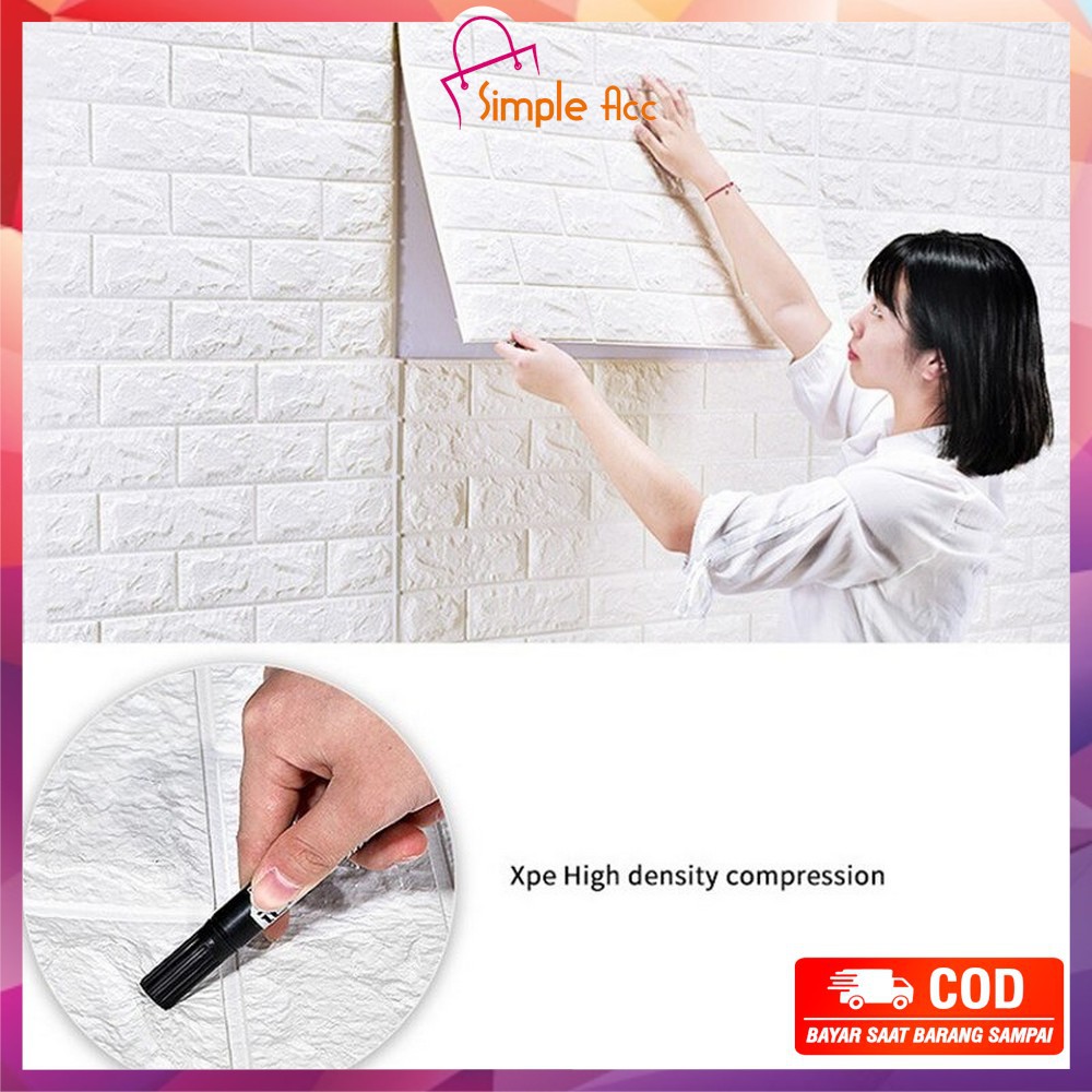 ~COD~ DO-C206 Wallpaper Dinding Foam 3D Kecil Motif Batu Bata/Walpaper Stiker Dinding Dekorasi Kamar-4