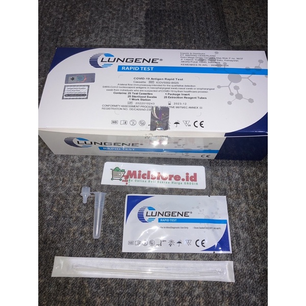 Satuan Alat lungene Rapid test ecer antigen swab nassal mandiri clungene hologram mandiri detect var