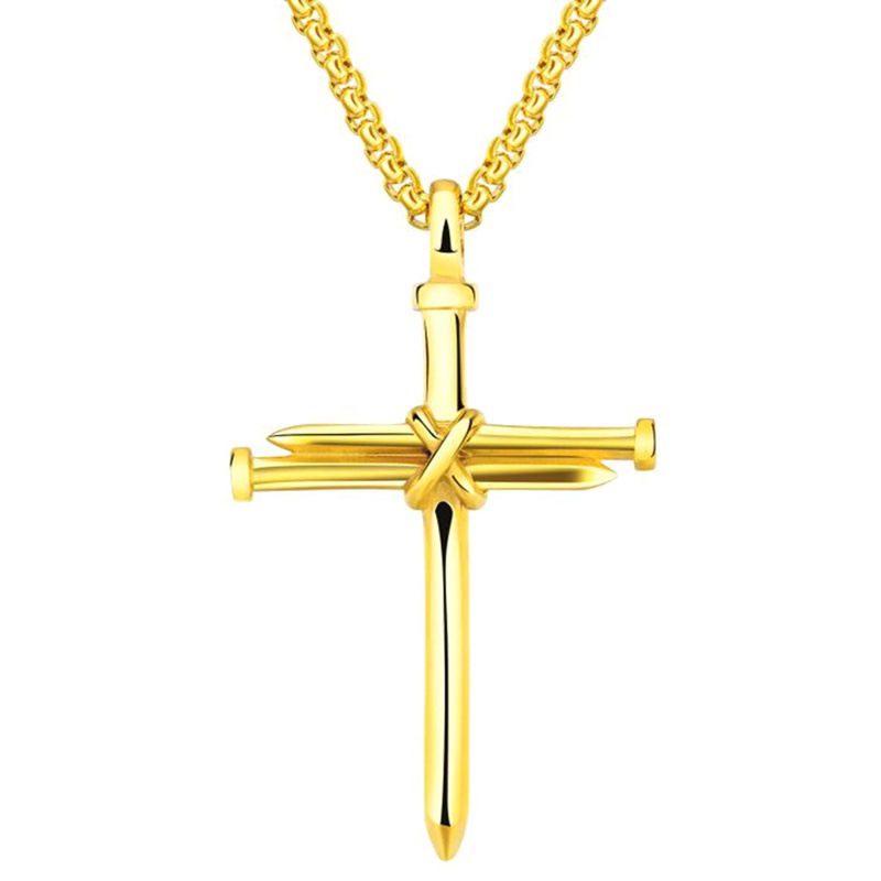 Fashion Stainless Steel Nail Rope Cross Pendant Necklace Jewelry For Men Gifts
