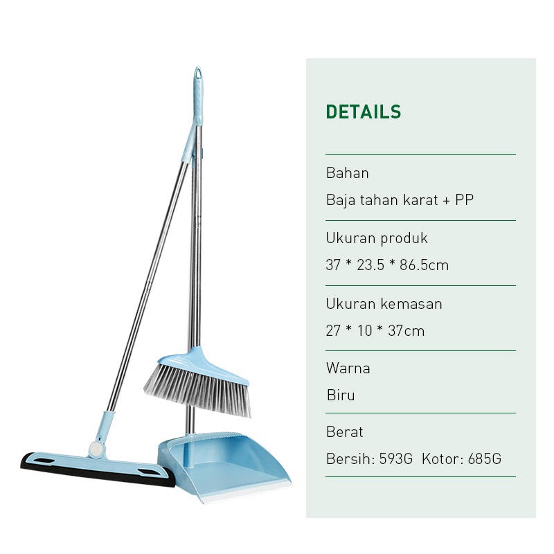 Set Sapu Rumah Pengki Pel Karet Alat Pembersih Lantai Broom 2in1 dan 3in1