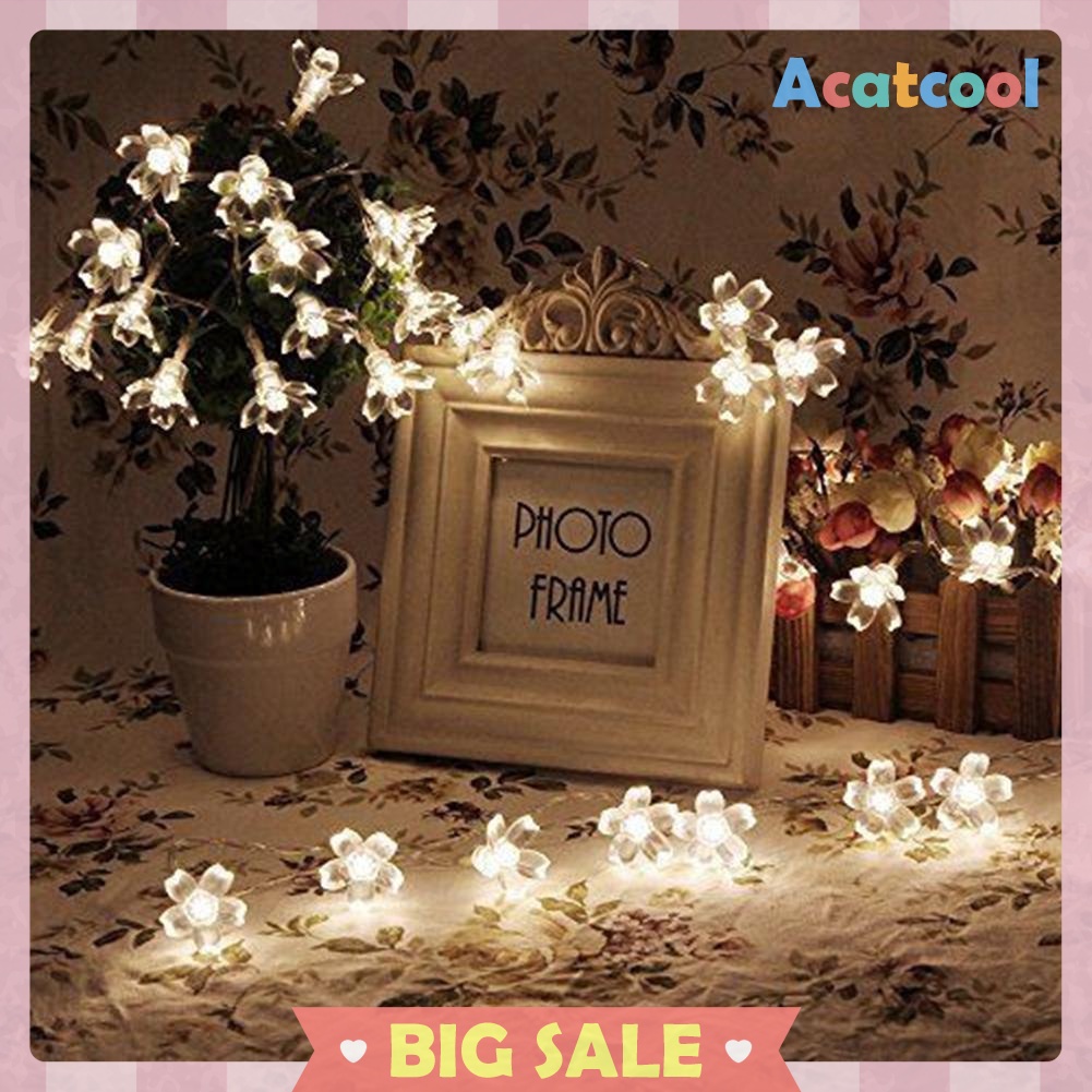 20/50LED Solar Power Cherry Blossom String Light Yard Fairy Decorative Lamp