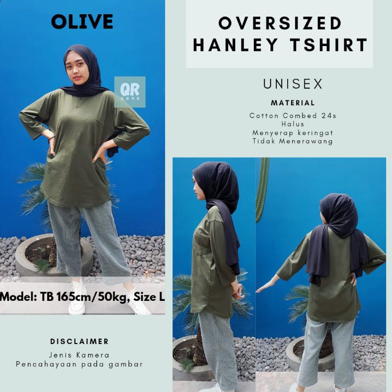 Kaos Oversize Lengan 7/8 Hanley Unisex Cotton Combed 24s Premium Oversized