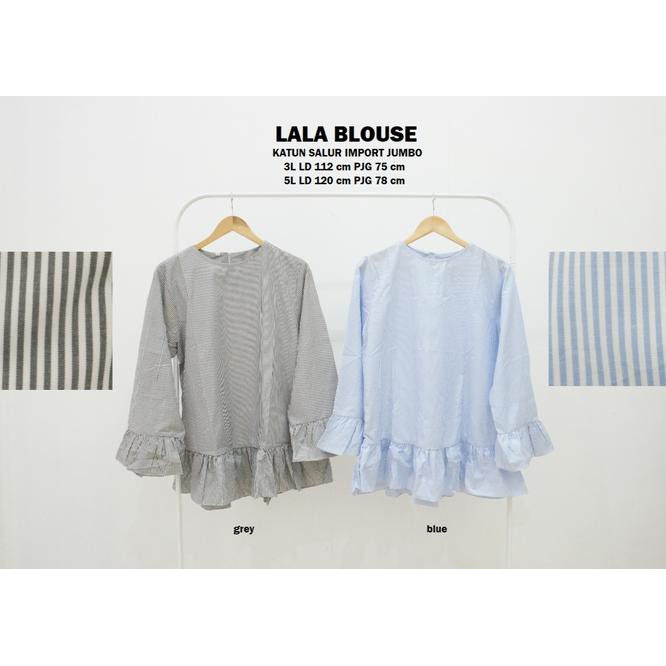 Baju Atasan Tunik Lala Blouse Muslim Blus Gamis Fashion Wanita Jumbo - Biru Muda, 3L /Fashion Muslim