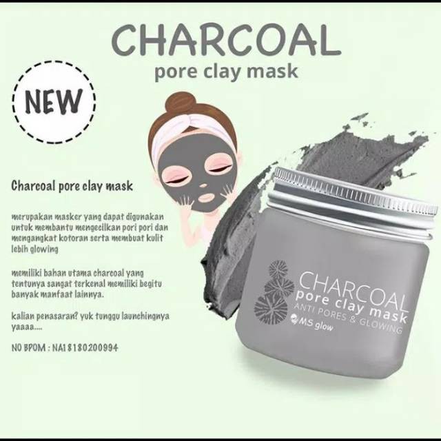 MS GLOW PORE CLAY MASK CHARCOAL 100GR