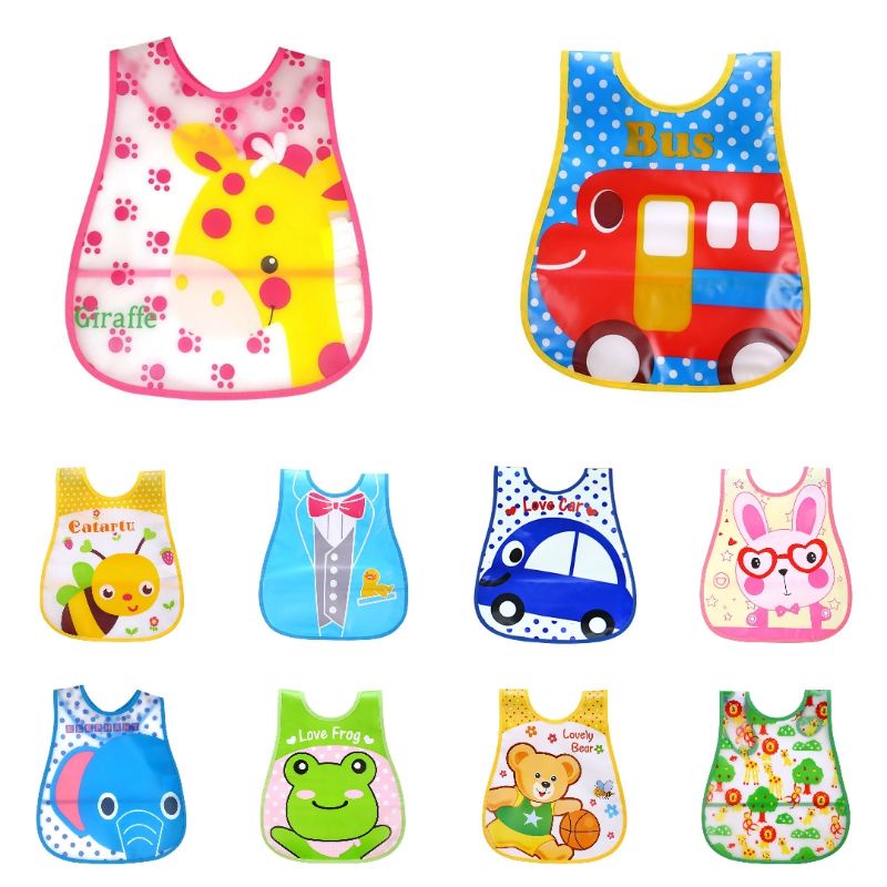 Slaber plastik waterproof celemek alas makan bayi baby bibs slabber besar