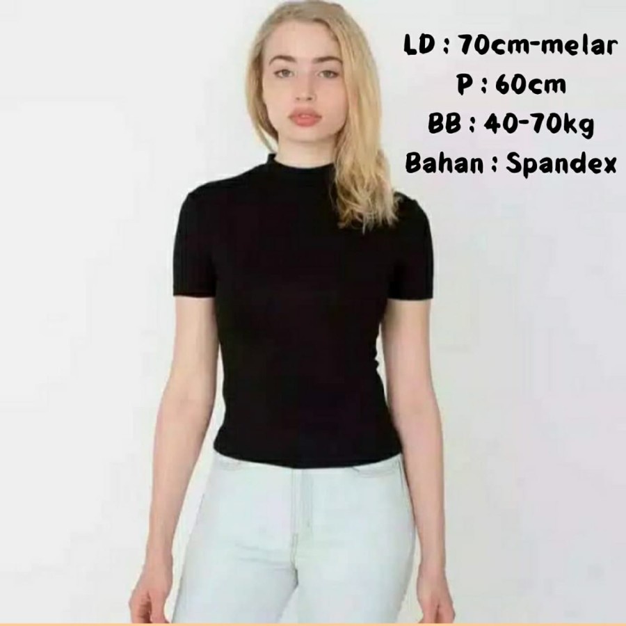 Kaos Wanita Turtleneck tangan Pendek | All Size fit l/atasan abg murah