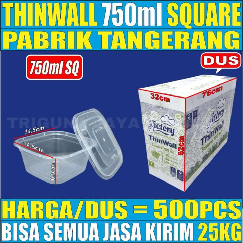 Thinwall Square SQ 750ml Food Container Box Kotak Makanan Dus Semua Jasa kirim