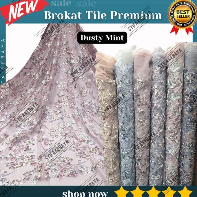 KAIN BROKAT 3D BUNGA TIMBUL. LACE TILE 3D. BAHAN DRESS GAUN