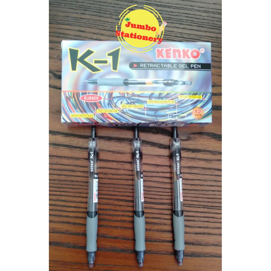Pulpen Kenko K-1 Retractable Gel Pen 0.5 Hitam