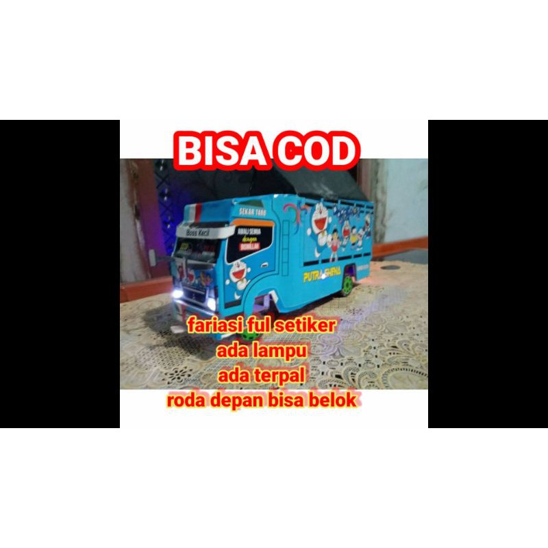 miniatur truk oleng fariasi full setiker + lampu + terpal P 30 L 10 T 15